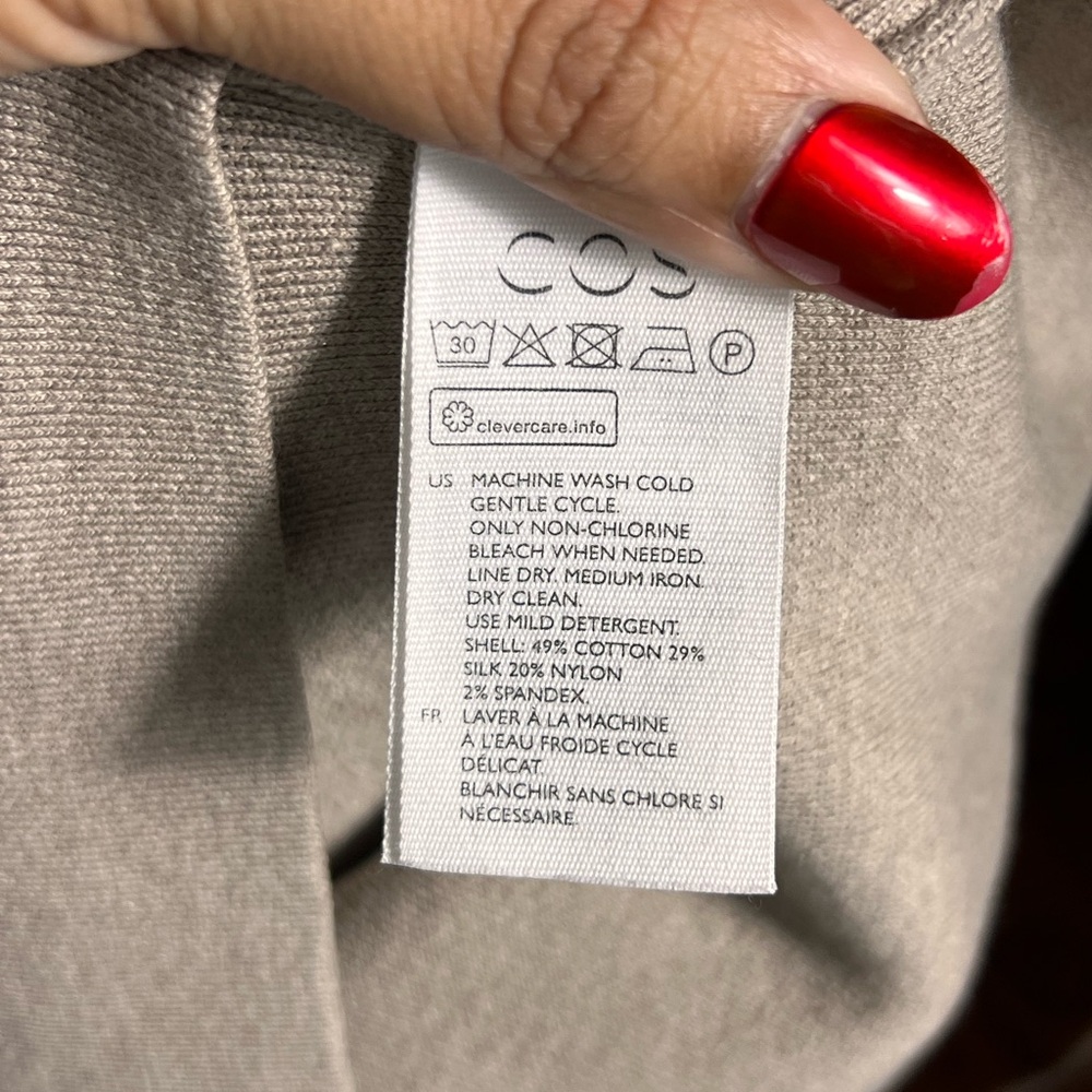 COS Women's Natural Cotton-silk Mix Square Neck Long Sleeve Top - Picture 6 of 6